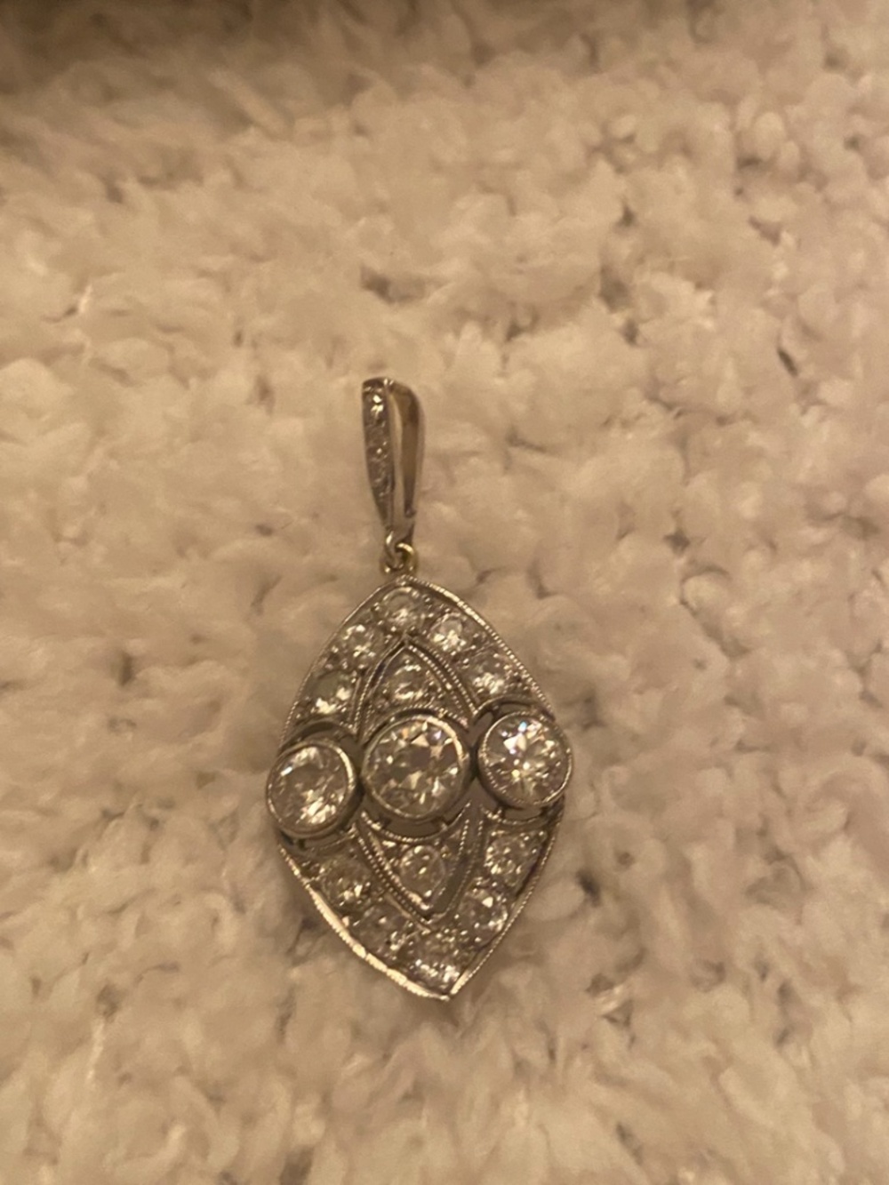 14KT PENDANT DIAMOND VINTAGE OLD EUROPEAN ROUND DIAMONDS 2.46 CTS HI VS-1 SI-1